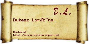 Dukesz Loréna névjegykártya